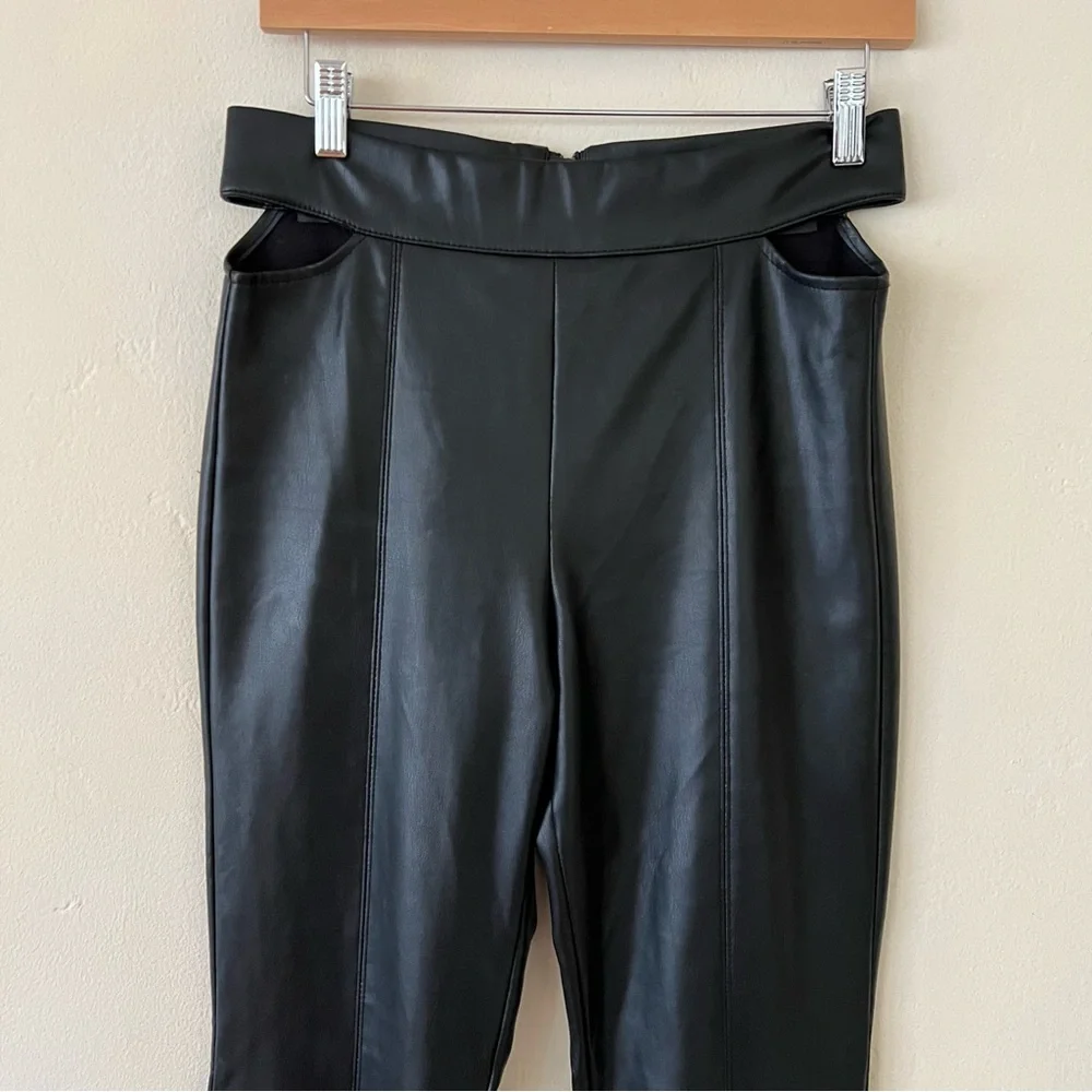 Zara Cut Out Faux Leather Flare Pants - Picture 9 of 10